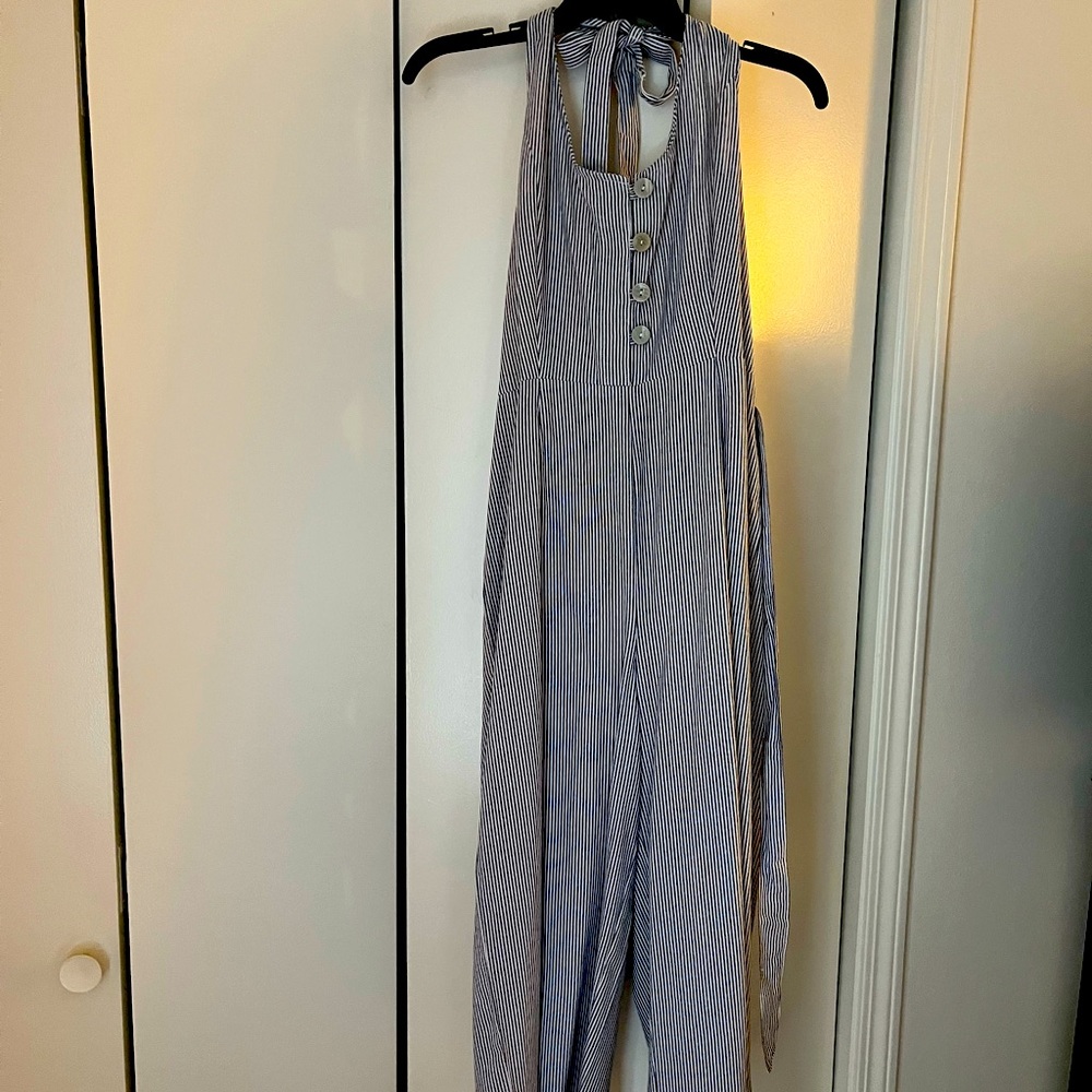 Derek Heart navy and white striped jumper